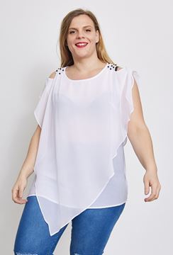 Picture of PLUS SIZE CHIFFON TOP WITH PEARLS